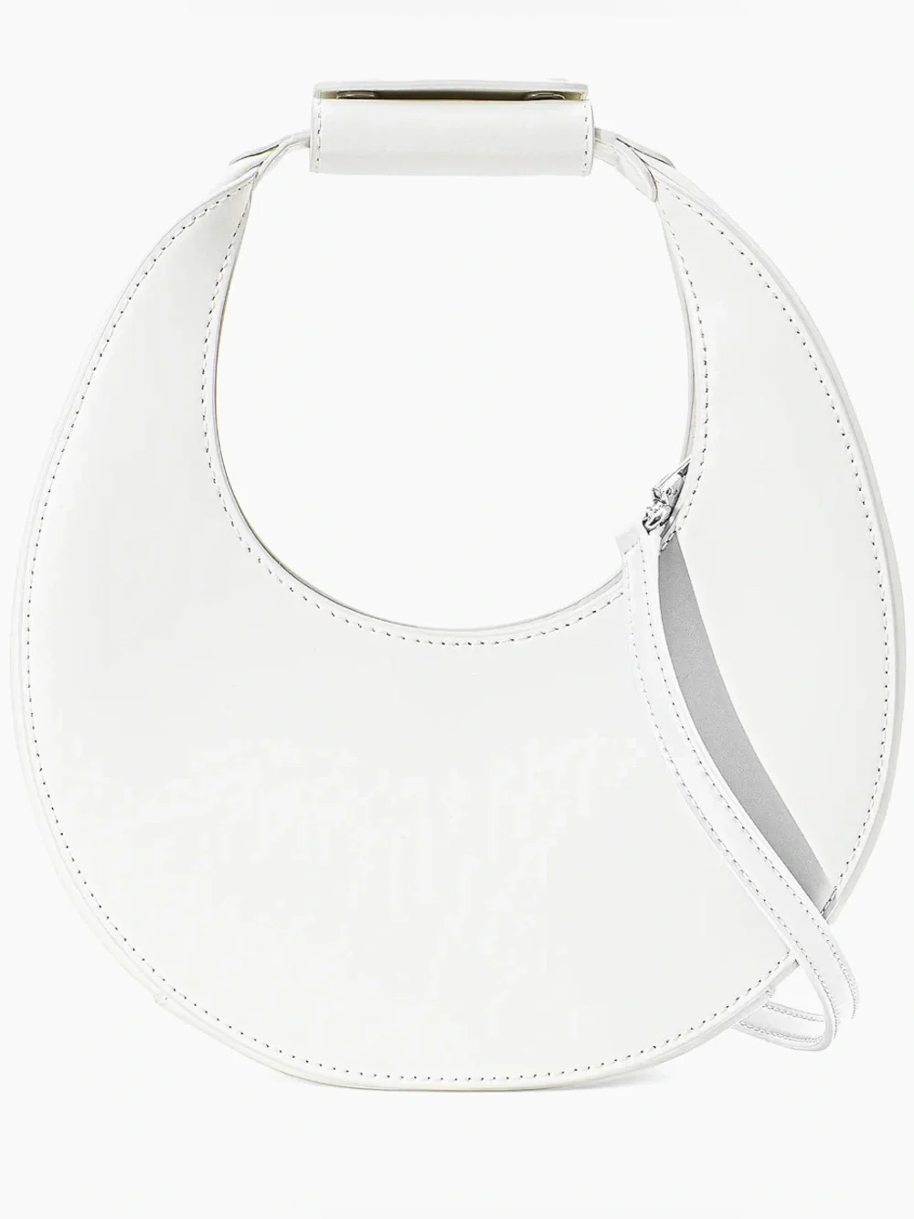 STAUD Crescent Mini Moon Leather Bag White